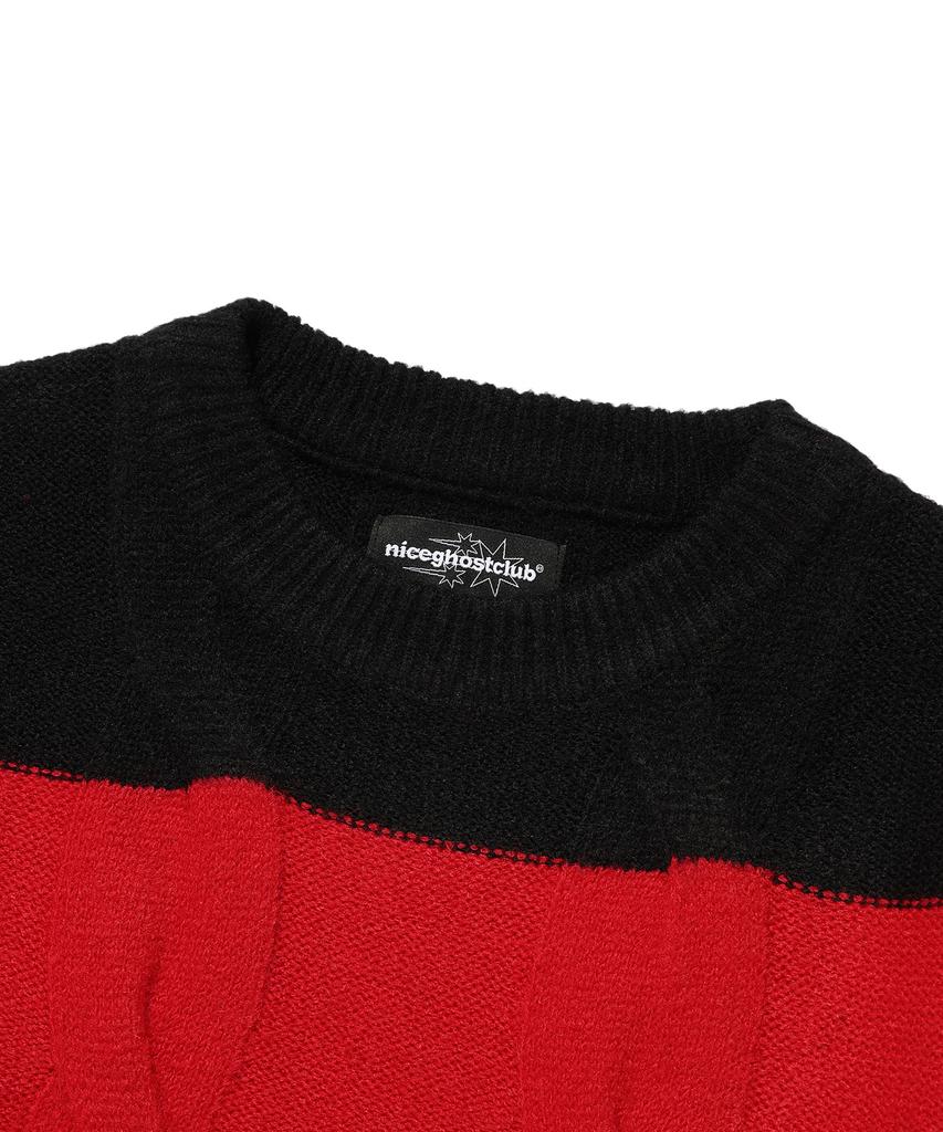 NICEGHOSTCLUB Cable Stripe Knit_Black(Ng2Efuk603A)
