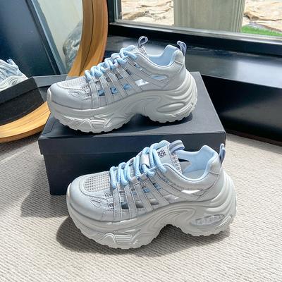 Весна Лето 2025 Новый Стиль Женские Повседневные Кроссовки Винтажная Толстая Подошва Дышащая Сетчатая Обувь Увеличенная Высота