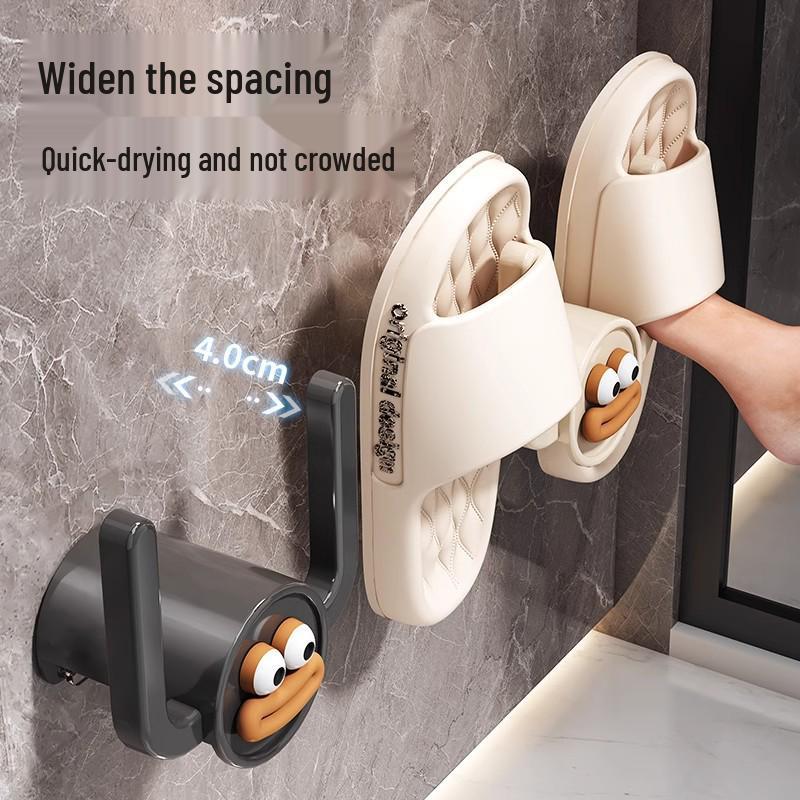 Мультяшный настенный держатель для тапочек для ванной в виде сосиски - Беспробивной крючок для хранения за дверью