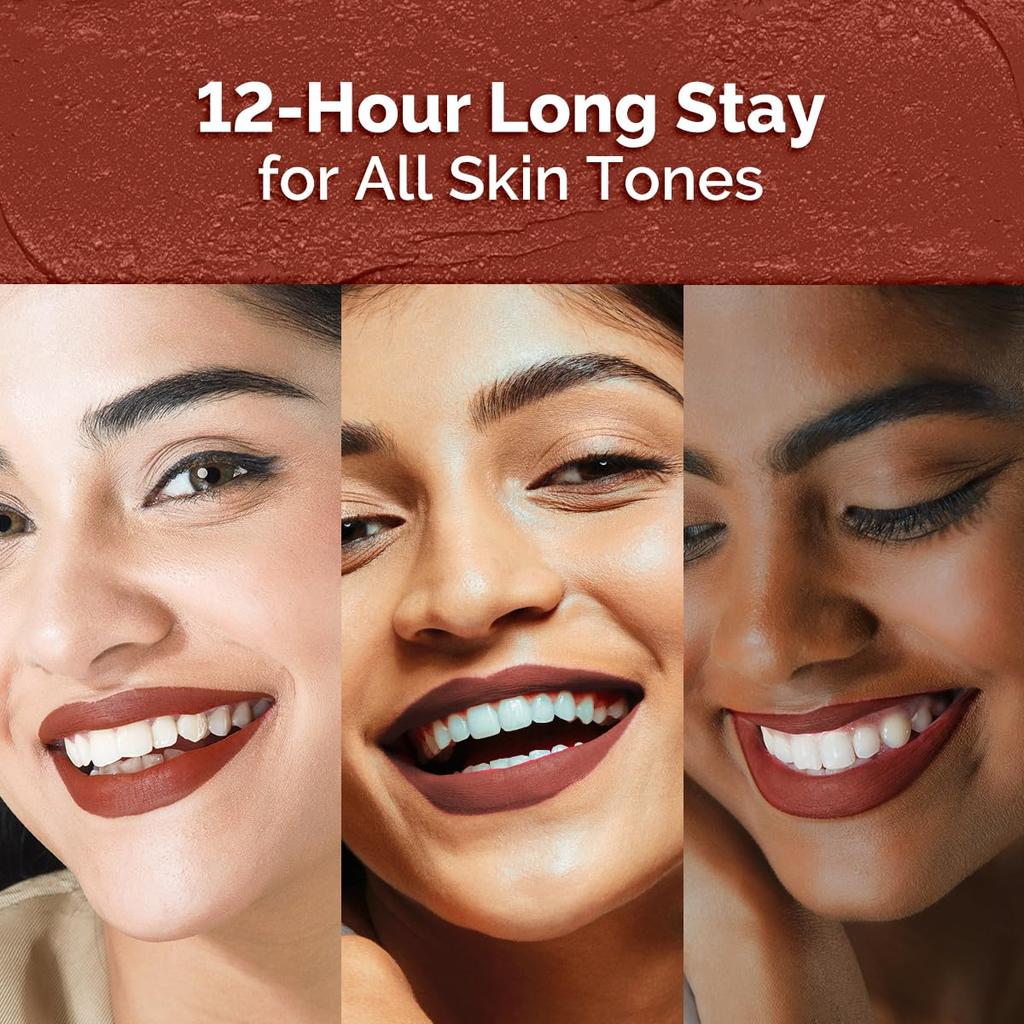 Mamaearth Moisture Matte Longstay Lipstick 2g Peach Nude for 12 Hour Smooth Lip Color