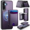 For Samsung Galaxy A26 5G Magnetic Case JEEHOOD J10 Leather Back Phone Cover with Detachable Card Holder Kickstand