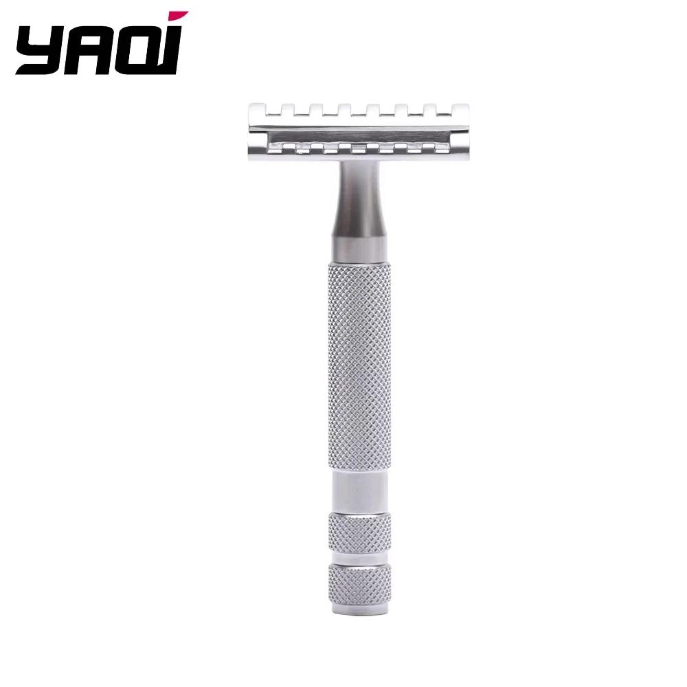 YAQI KNIGHT-HELMET Men's DE Safety Razor with Stainless Steel Handle Razor Head for Smooth Shaving
