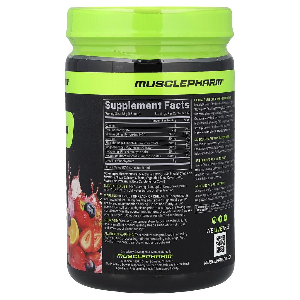 MusclePharm, Creatine-Hydrate, Fruit Punch, 453g (16oz)