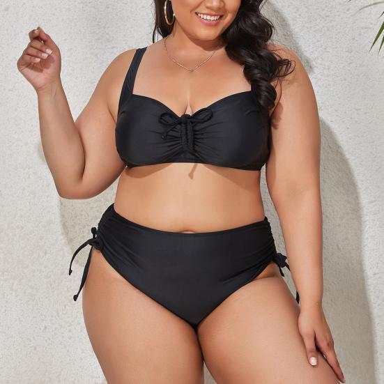 2 шт./компл. женское бикини с цветочным принтом, регулируемые бретельки, плюс размер, купальник с высокой талией и разрезом