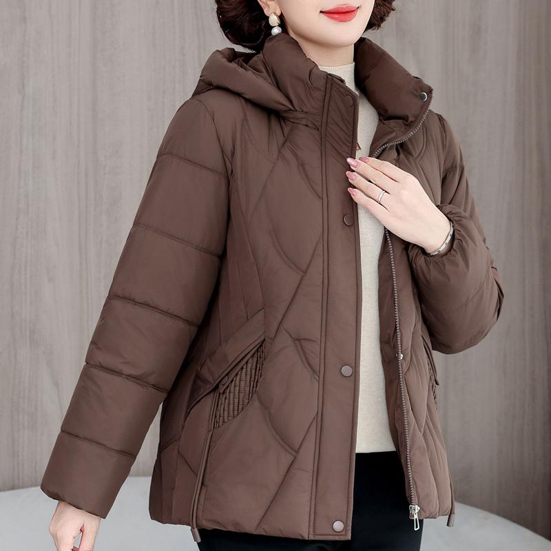 Женское модное пальто больших размеров L-5XL, зимние куртки с капюшоном, свободные, толстые, теплые, парки для женщин среднего возраста