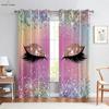 Curtains Dreamy Colorful Shiny Unicorn Eyelashes Printed Curtains Children's Room Living Room Kitchen Decorative Curtains 2PCS