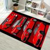Red Supercar Collection Print Area Rug Non‑Slip Rectangular Floor Mat Racing Car Fan Decor for Gaming Bedroom Living Room