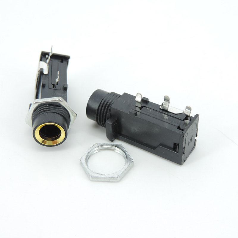 6,35 мм 3-контактный разъем питания PCB Panel Female Mount Audio Jack Соединительный кабель динамика Адаптер 1/4 дюйма 6,5 моно разъем Микрофон