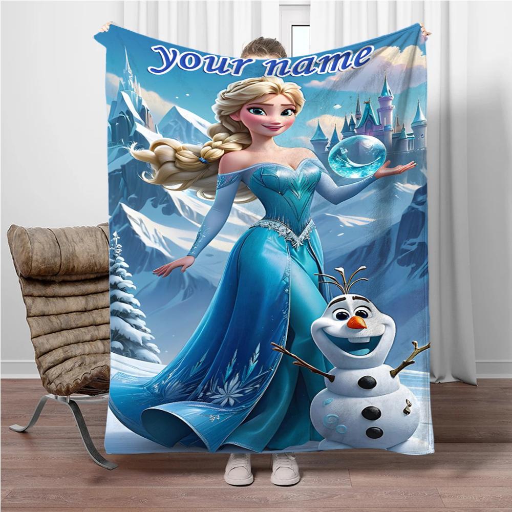 Персонализированное именное одеяло, Disney Cartoon Frozen Princess Elsa, теплые одеяла для взрослых и детей и удобные одеяла