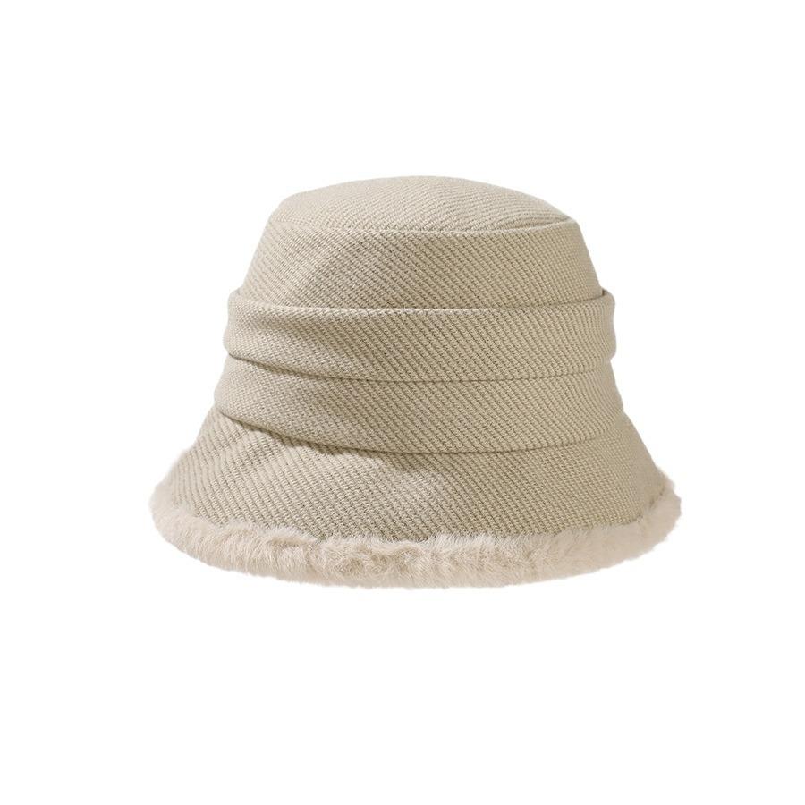 Autumn Winter Fisherman Hat Women's Thick Plush Bucket Hat Warm Basin Hat