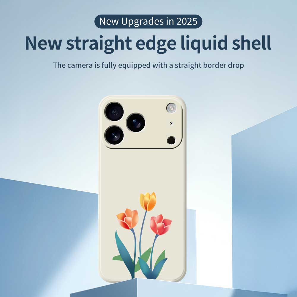 For iPhone 17 Pro Case Three Flowers Pattern Printing Straight Edge TPU Phone Back Cover