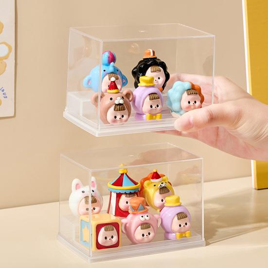 Стойка-витрина для хранения Мини-органайзер для статуэток Прозрачный дизайн Пыленепроницаемый Штабелируемый Витринный шкаф Коробка для хранения