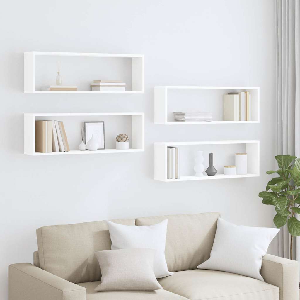 Cube Shelves Set 4 pcs White 80 x 15 x 26.5 cm Engineered Wood