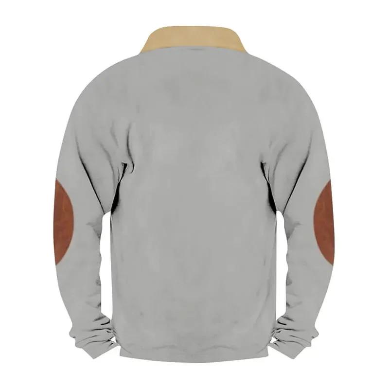 Autumn Winter Men's Half Zipper Patchwork Sweatshirts Long Sleeve Casual Fashion Hoodies Harajuku Fashion Pullovers Sweatshirt