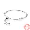 Genuine 925 Sterling Silver Moments Four Style Snake -Shaped Chain Sliding Bracelet Leather Bracelet Wedding Party Girl Jewelry