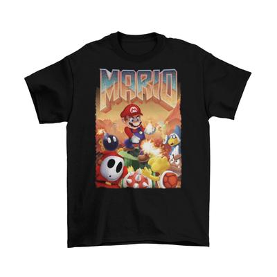 Футболка Doom Super Mario Унисекс Хлопок Взрослая Смешная Видеоигра Ретро Оружие Новая