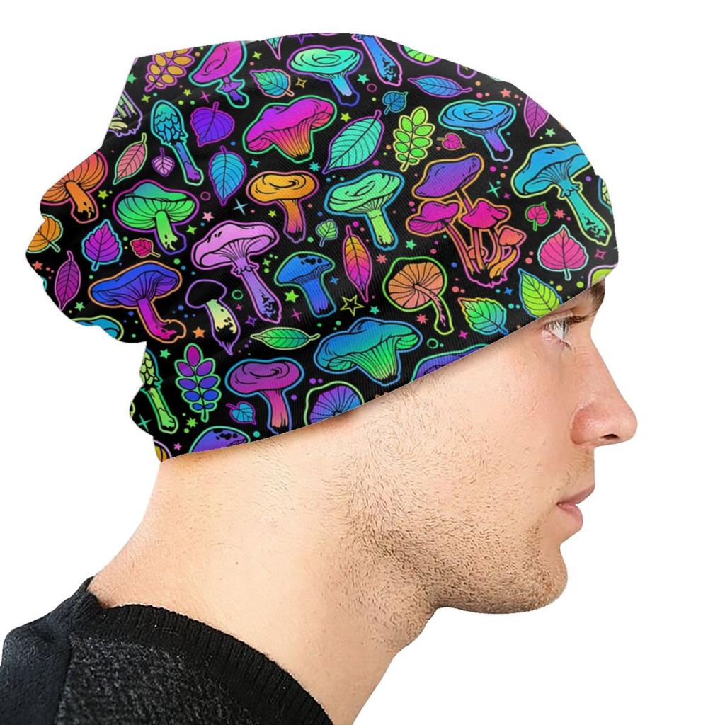 Psychedelic Magic Mushrooms Bonnet Hat Knit Hat Unisex Women Cool Unisex Winter Warm Skullies Beanies Caps