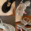 ~ Beauty Is Coming~ Holiday Wind Thin Belt Pinch Foot Metal Buckle Design Low Heel Buckle Belt Sandals