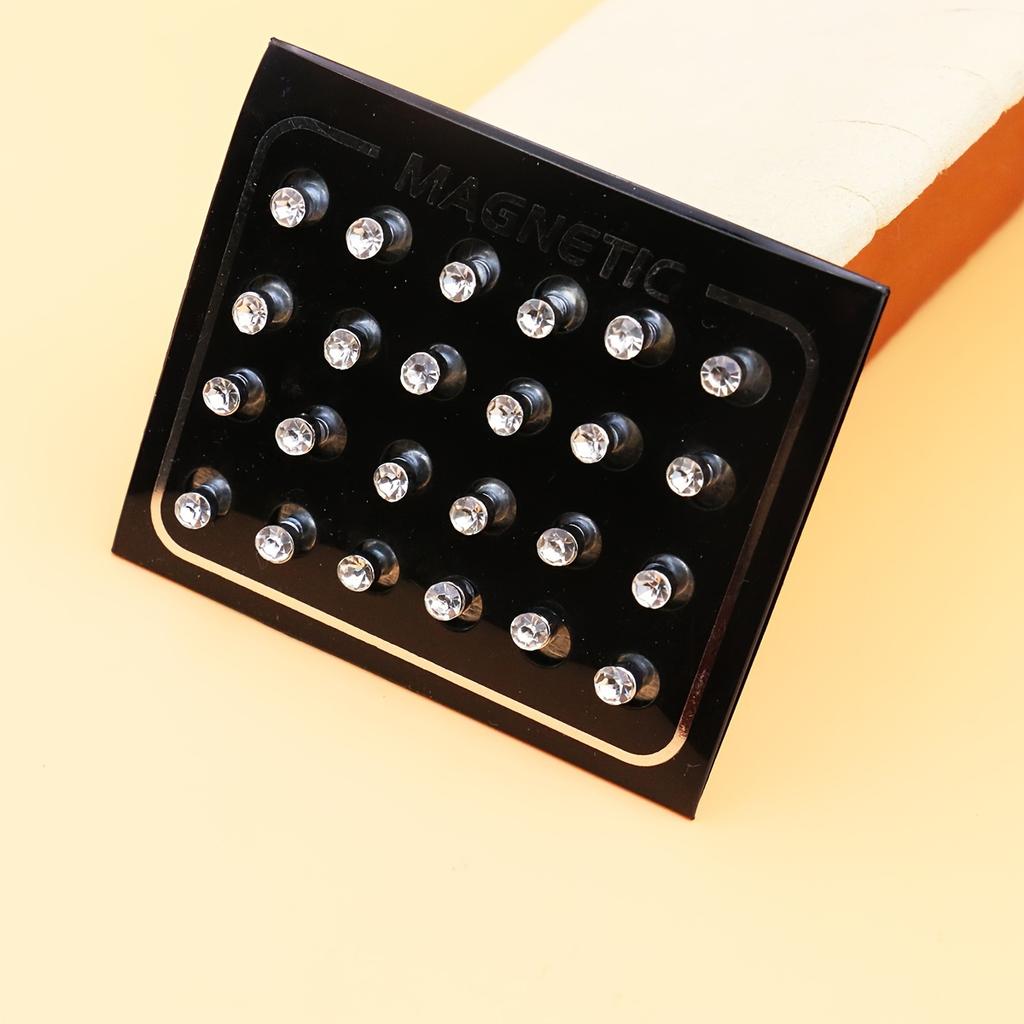 Набор из 12 пар магнитных серег-пусет с 5-миллиметровыми стразами, без прокола, ювелирный подарок