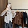 Women's Pullover Knitted Sweater Base Shirt for Autumn and Winter Lapel Long Sleeved Top