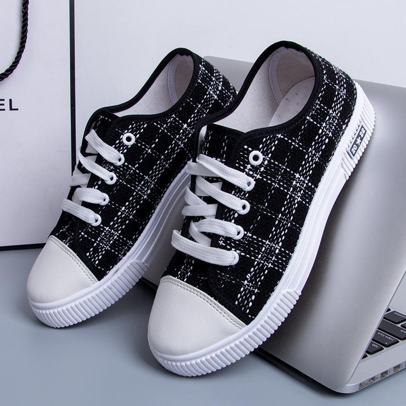 Fashion Fashionable Sports Shoes Korean Version Versatile Flat Shoes New Spring and Autumn Thin Breathable Plaid Women's Casual Shoes