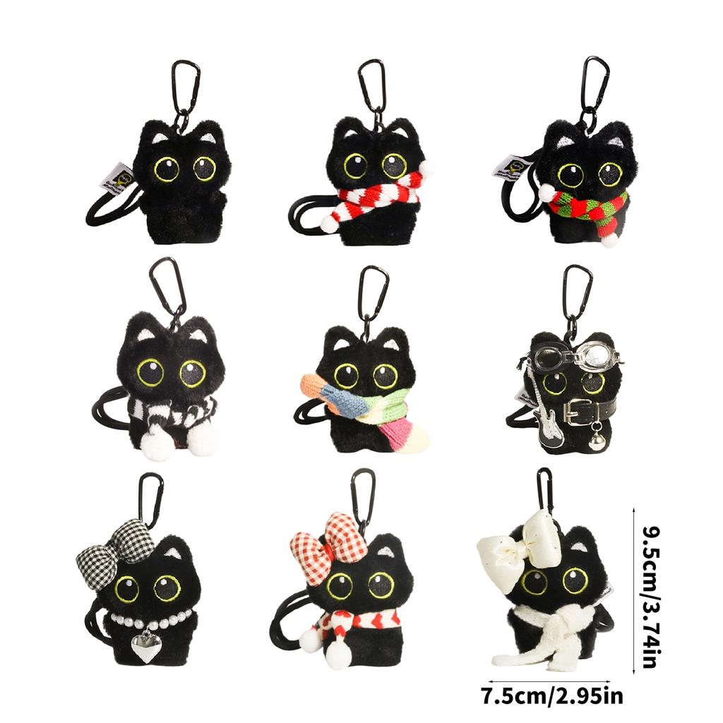 Прекрасный плюшевый брелок в виде черных кошек, мягкая игрушка, украшение для аксессуаров для рюкзака и специальные подарки для любителей кошек