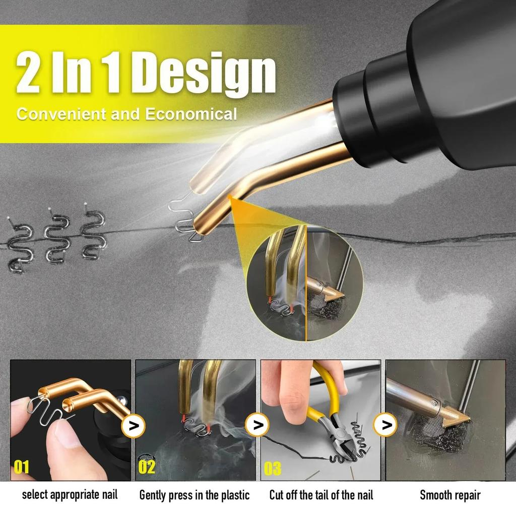 New Heat Gun Plastic Welding Machine Bumper Soldering Iron Staples Bumper Repair Car Tools Kit