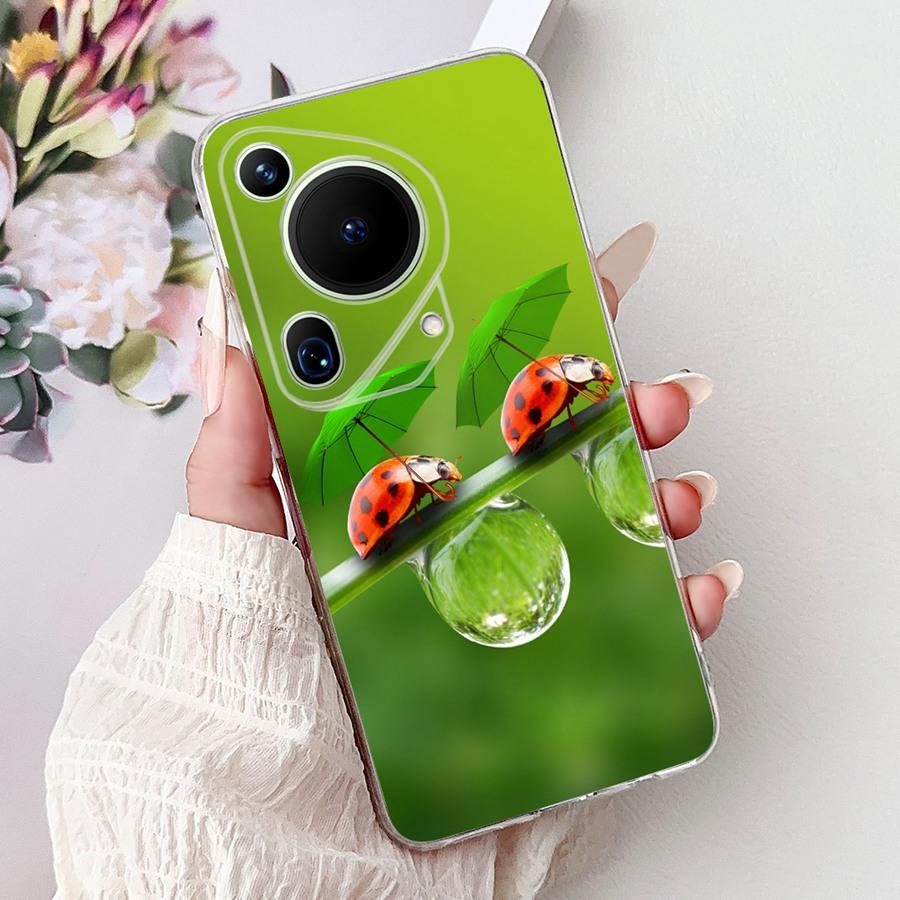 For Huawei Pura 70 Ultra Case Cute Cat Flower Soft Silicone Funda for Huawei Pura70 Pura 70 Pro+ Shockproof Cover Capa