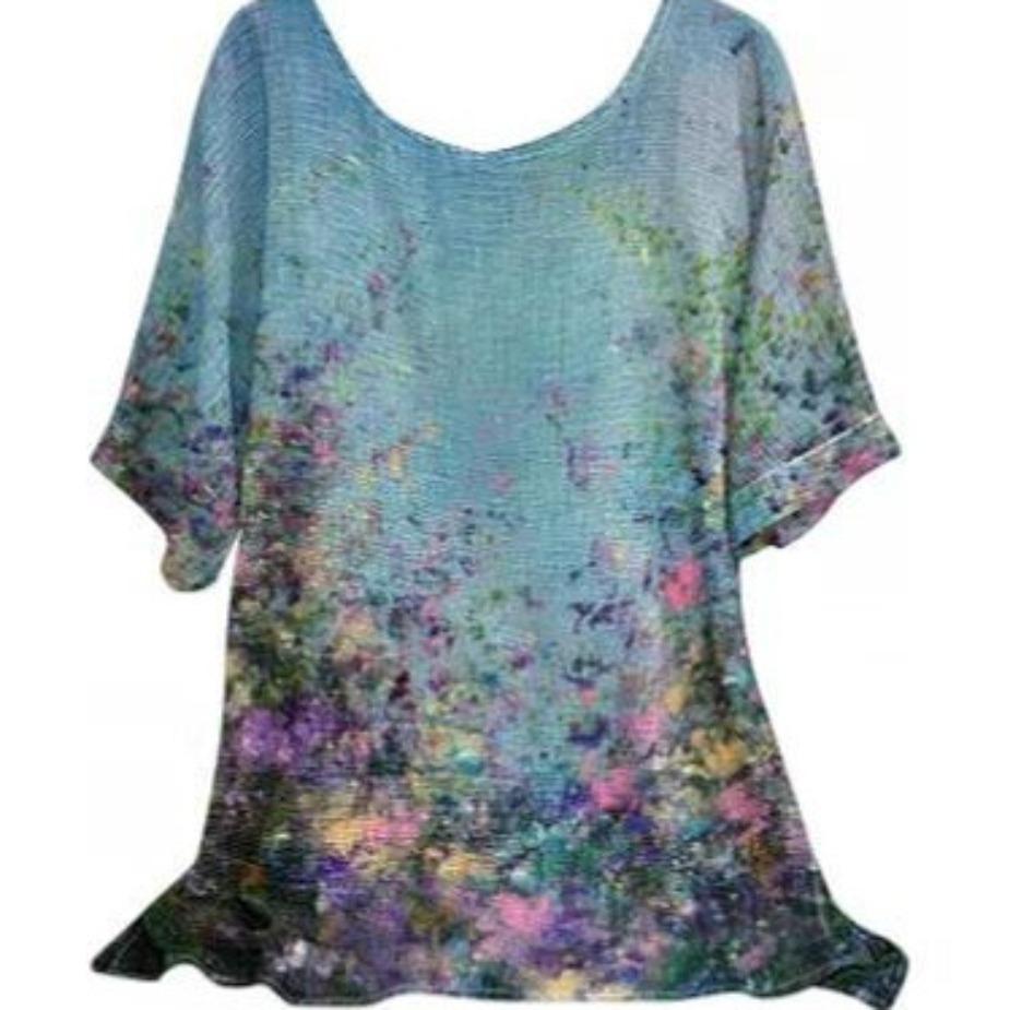 Большие размеры женские футболки Violet Kiss Leaf модная футболка с короткими рукавами и круглым вырезом с 3D-цифровой печатью