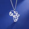 Myshape Animal Map Lion Giraffe Elephant Pendant Stainless Steel Necklace Men's and Boys Fashion Ethnic Jewelry Gift