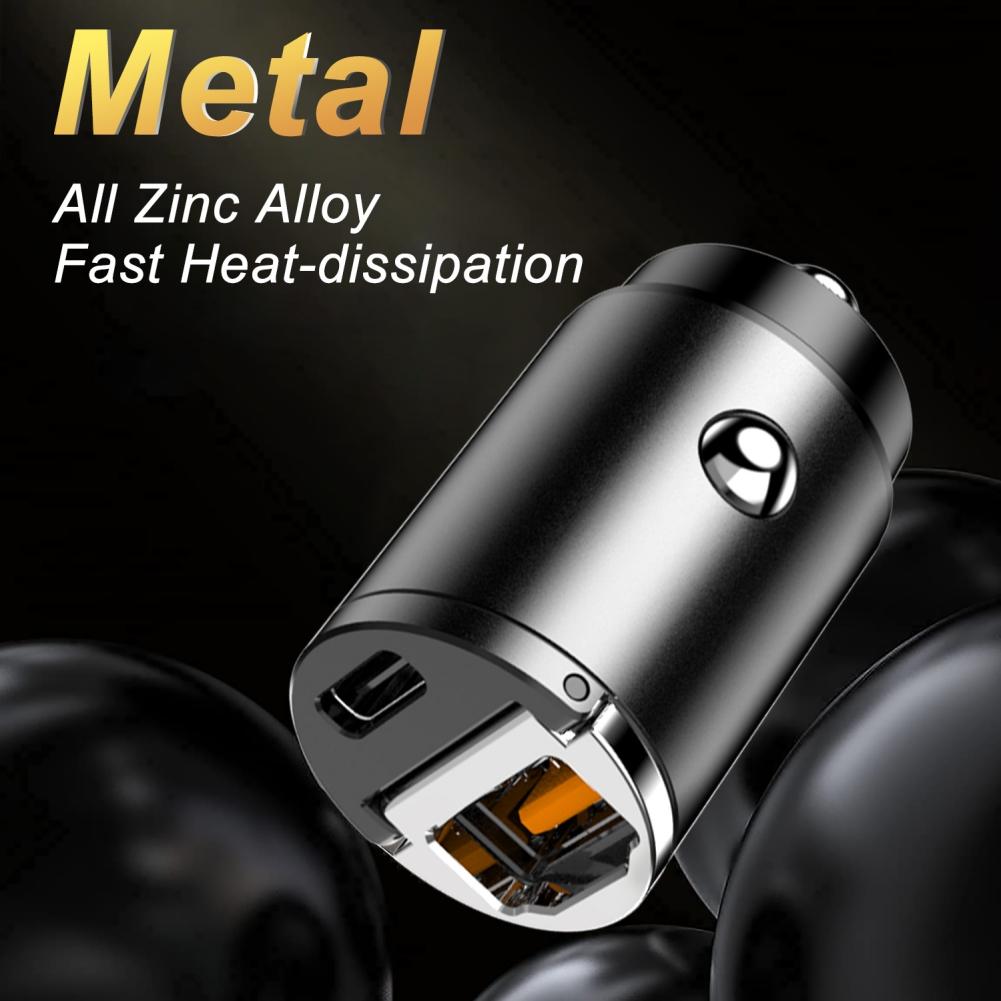 Автомобильное зарядное устройство USB C, сверхбыстрая зарядка 30 Вт PD/30 Вт QC, самая маленькая автомобильная зажигалка USB-зарядное устройство, совместимое с iPhone, Samsung и т. д.