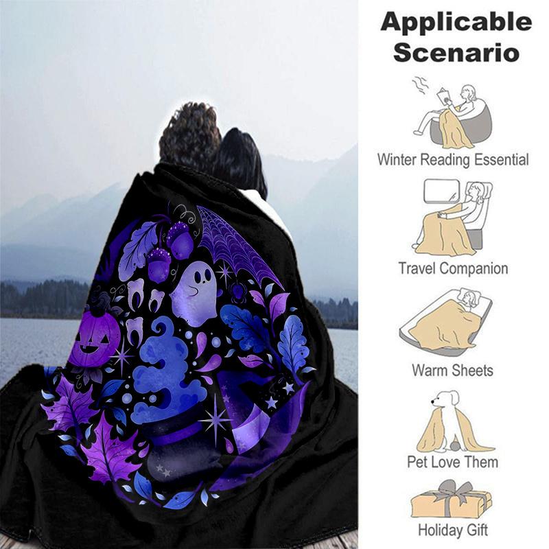 1pc Ghost Pumpkin Halloween Ideas Blanket, Home Decorative for All Seasons, Living Room, Travel, Camping, Car Blankets