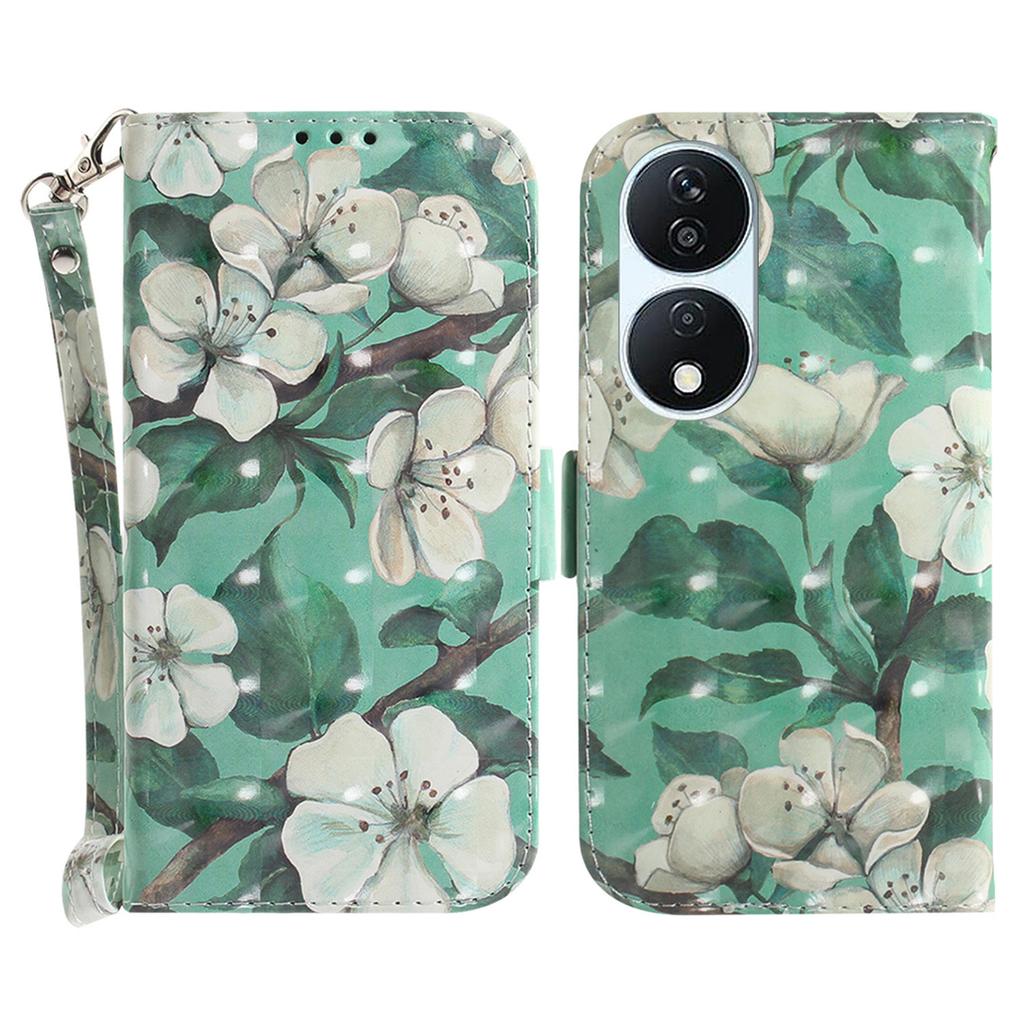 For Honor X7b 4G/90 Smart/Play 50 Plus 5G Cover 3D Pattern Printing Leather Stand Phone Case with Strap