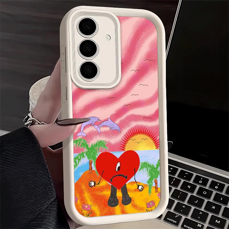 Чехол для телефона Samsung Galaxy S26 S25 Ultra S24 FE Bad Bunny Сердечко S23 Plus S22 + S21 S20 5G Мягкий силикон Funda