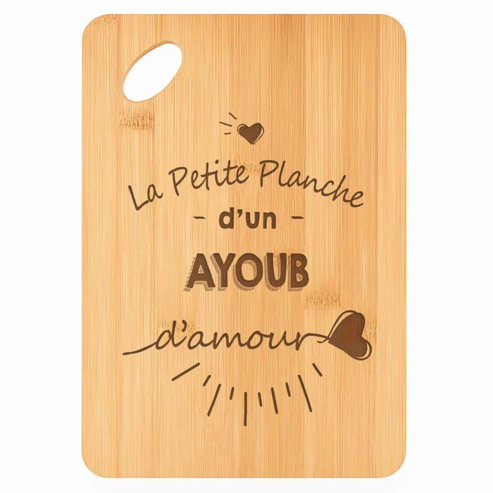 Planche à découper / Plateau apéro - PLANETEE - Ayoub d'amour - Bambou - 30x20x1 cm - Trou Ø24 mm