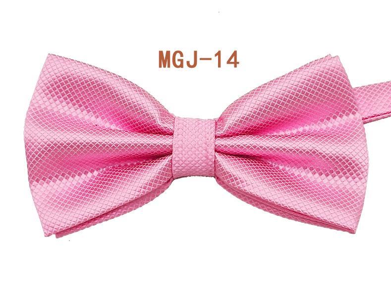 Men's Solid Black Double Layer Bow Tie - British Cube Grid, 27 Colors Available for Formal Events and Weddings.