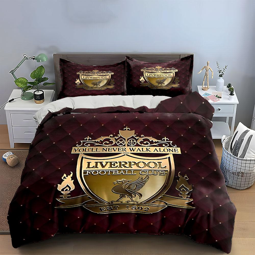 Liverpool Football Club Set Bedding Duvet Cover Set Duvet Cover Pillowcases  (1 * Duvet Cover 2 * Pillowcases, without duvet insert)