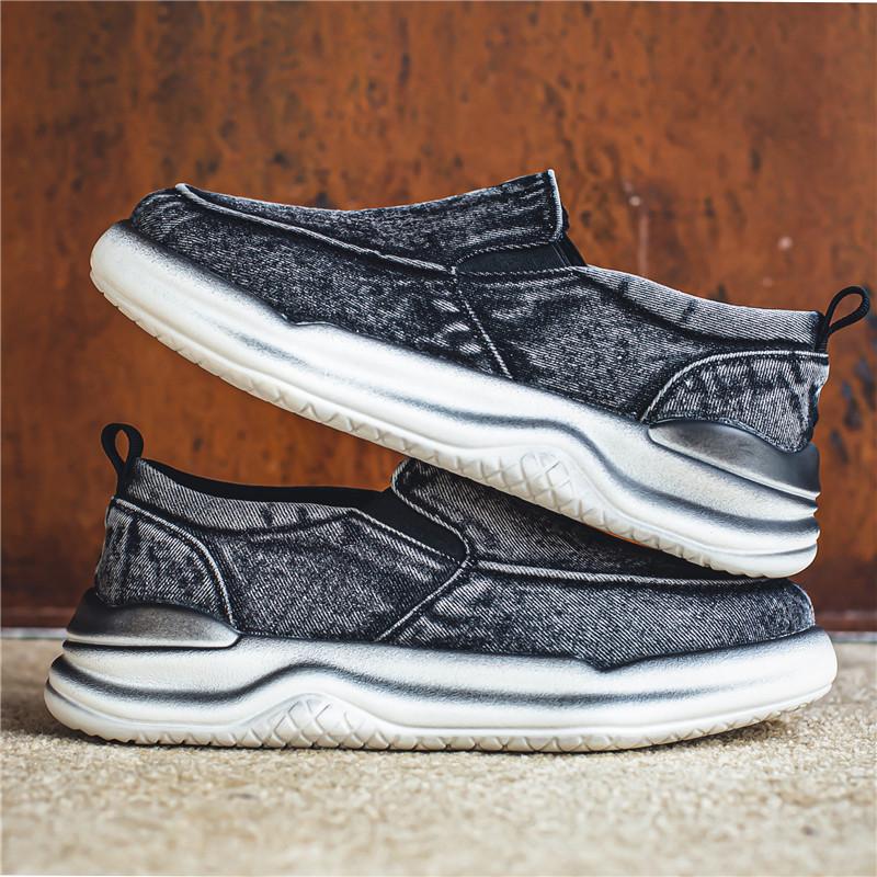 Мода Новые Мужские Джинсовые Туфли 2024 Лето Новые Мужские Низкие Кеды Дышащие Холщовые Легкие Туфли для Ходьбы Вулканизированная Обувь