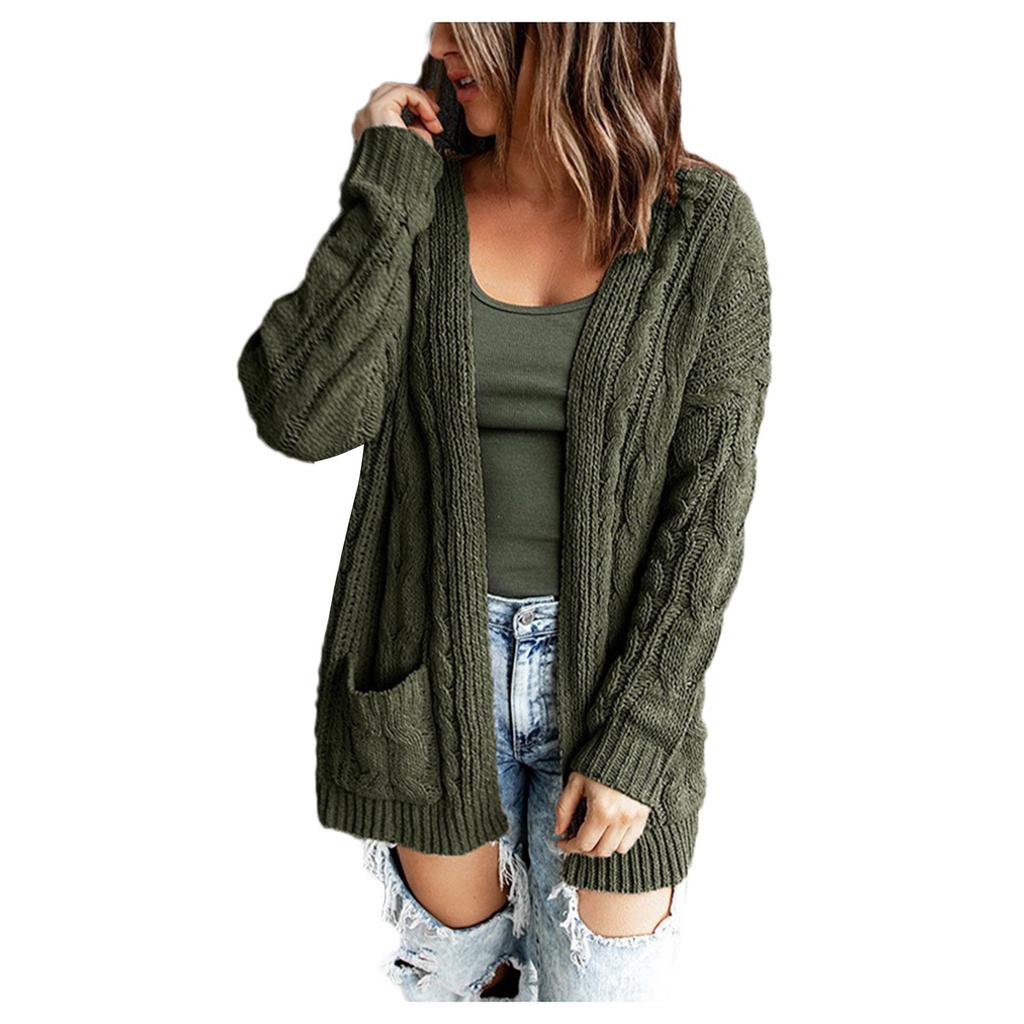 Женский кардиган с длинным рукавом и открытой передней частью в стиле бохо, свободный свитер с косичками