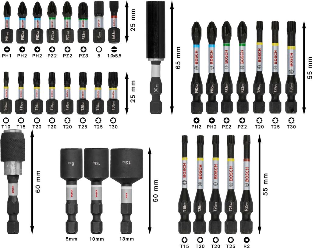 Набор бит для шуруповерта BOSCH Professional 33 штуки