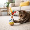 Мультяшный Кот-Неваляшка Игрушки-Погремушки Износостойкие с Пером Котенком Качающийся Шар Устойчивый к Укусам Интерактивные Игрушки для Кошек