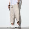 Men's Spring and Autumn Thin Section of Plus Size Linen Loose Harlequin Trousers Beach Lantern Trousers