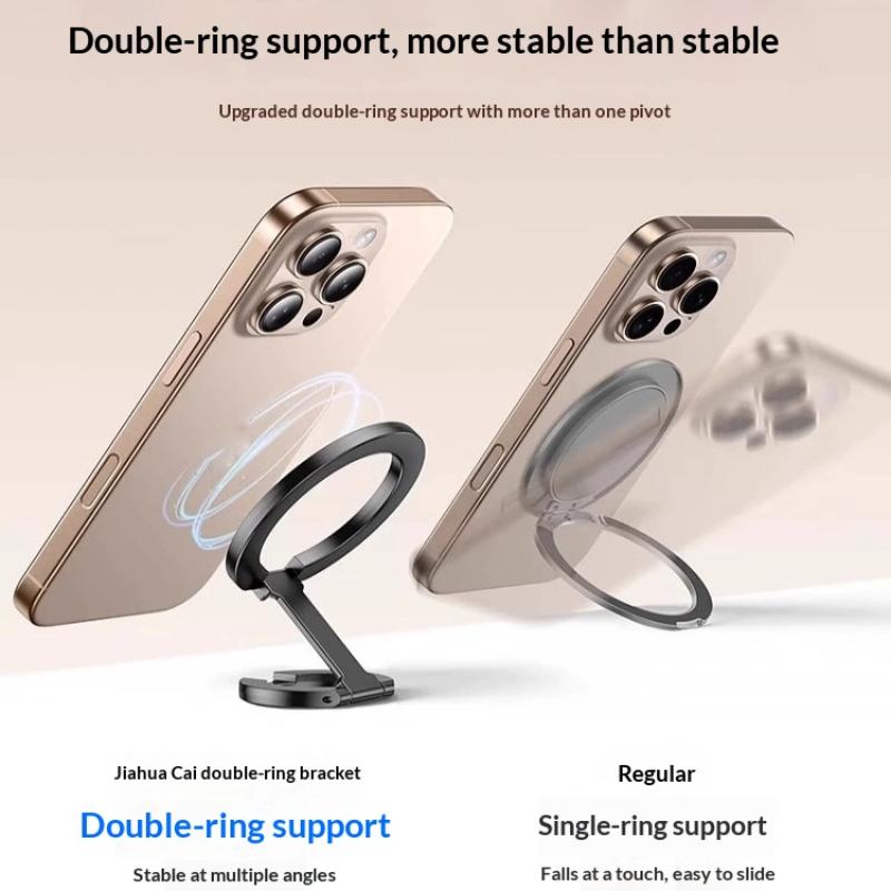 Double-Sided Magnetic Phone Ring Holder Wireless Charging Friendly Adjustable Kickstand for All Smartphones