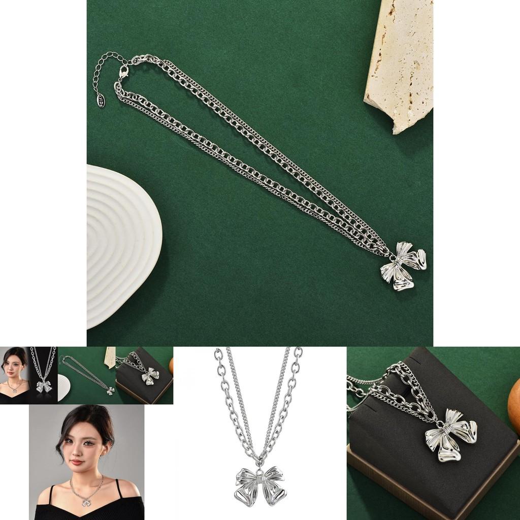 Elegant And Trendy Butterfly Bow Necklace In Mixed Materials For Sophisticated Fashion