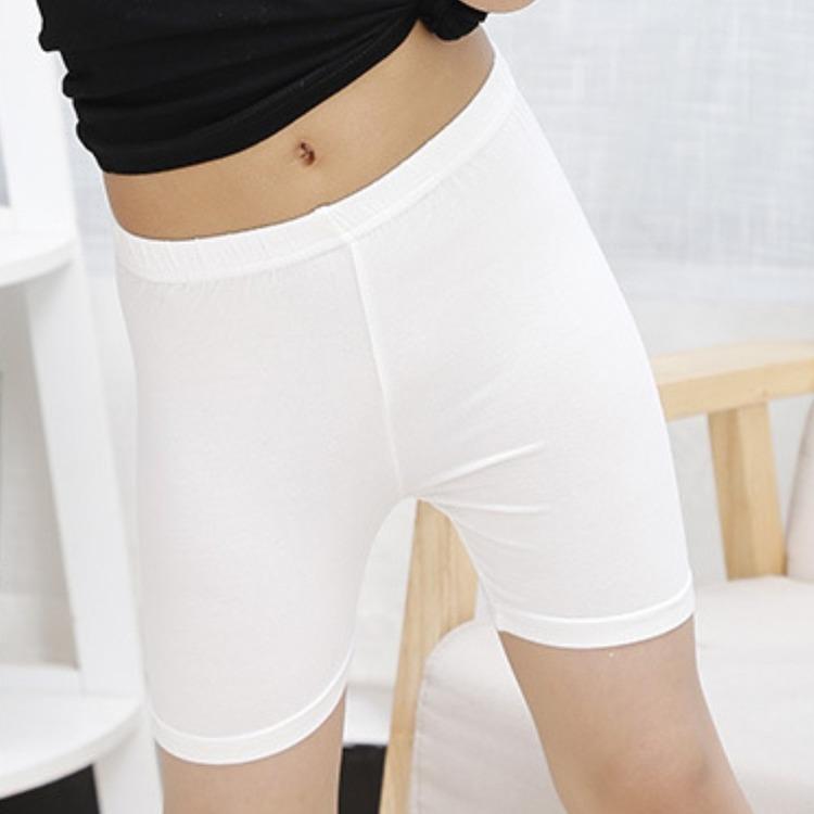 Детские дышащие хлопковые защитные штаны для девочек, однотонные шорты до колена, эластичные узкие мягкие леггинсы, летние