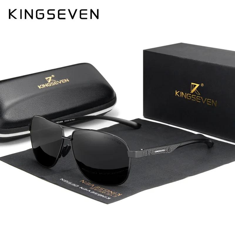 KINGSEVEN Винтажные Поляризационные Солнцезащитные Очки Мужские Модные Черные Линзы UV400 Очки Ретро Трендовые Дизайн Бренда Очки для Вождения Рыбалки