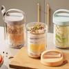 430 мл Чашки для завтрака Овсянка Зерновые Орехи Йогурт Салатница Герметичный Стеклянный Контейнер для овса с крышкой Ложка Коробка для хранения продуктов
