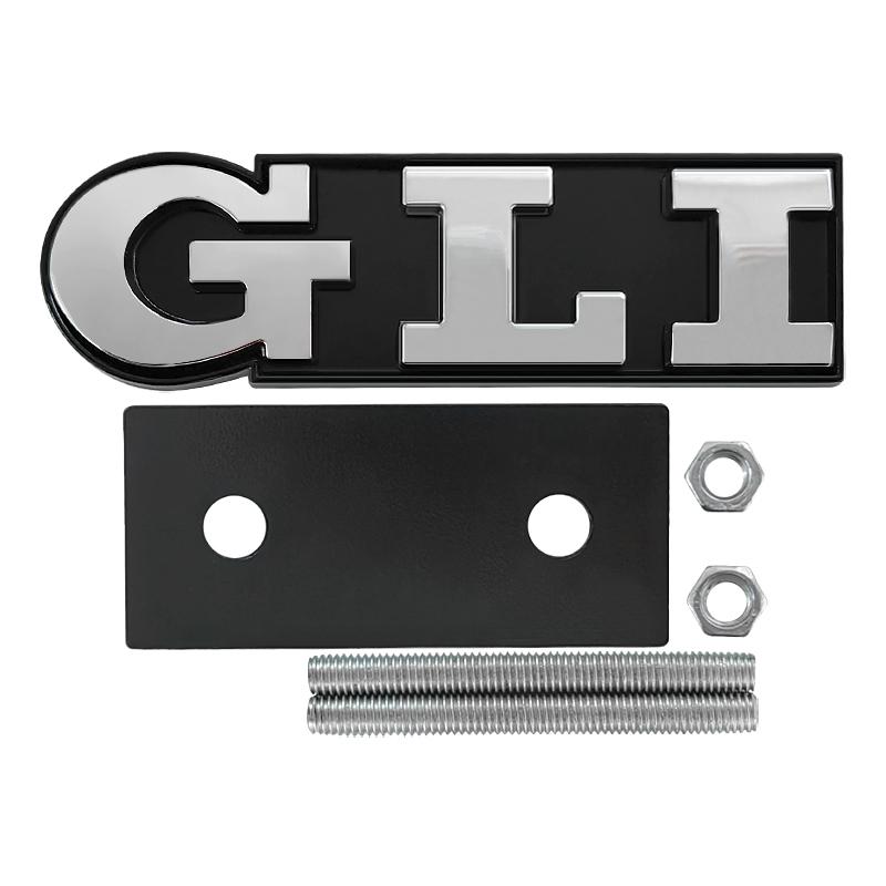 BHE1 For VW VOLKSWAGEN 2026 New 3D Metal Red Black GLI Logo Front Grill Emblem Badge For Volkswagen VW Sagitar Bora Jetta MK4 MK2 Mk3