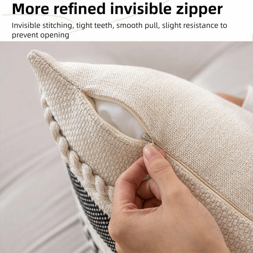 Textured Design Boho Throw Pillow Covers 18x18 Inch Textured Striped Cushion Case  Living Room