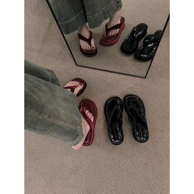 Женские корейские модные босоножки на платформе 2024 года — летние шлепанцы на толстой подошве